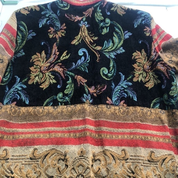 Sag Harbor Vintage Style Jacquard Pattern Collarless Jacket Coat Size 16 - Picture 12 of 14